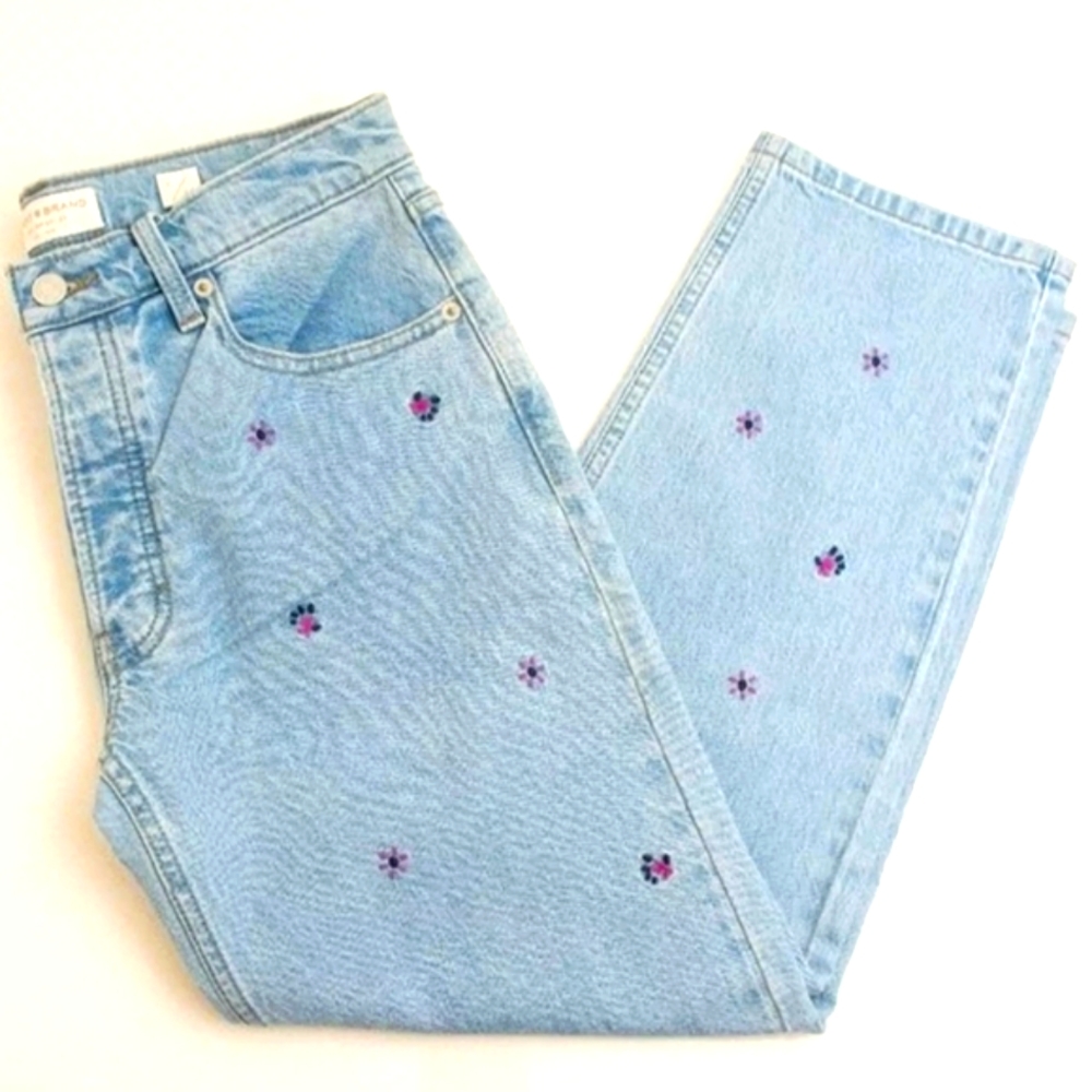 Lucky Brand Embroidered Light Wash Jeans. Size 0. Blue/Pink. New W/O Tag